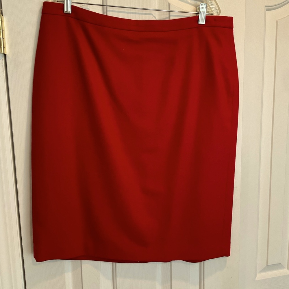 Pure Collection Pencil Red Wool Skirt